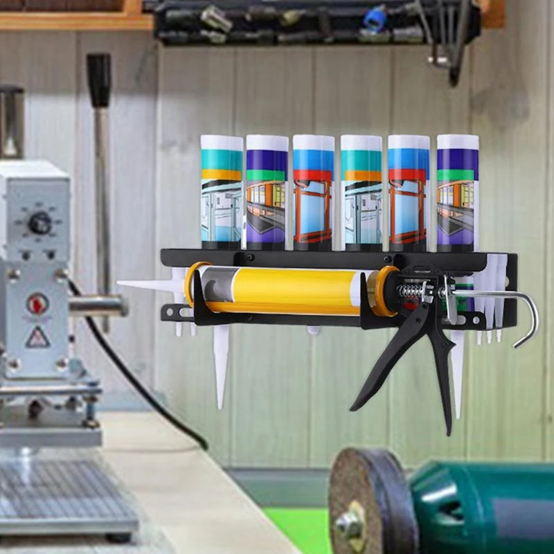 ABVJ-Caulking Tube Rack Grease Tube RackติดผนังSealant Organizerหลอดเก็บกาวเครื่องมือOrganizerถือ 6 หลอด