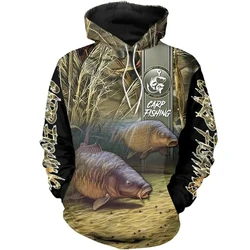 New 3D Printing CARP Fishing Pattern Hoodie Outdoor Fish Hunting Men's and Women's Sweatshirt Fashion Plus Size sudaderas tops