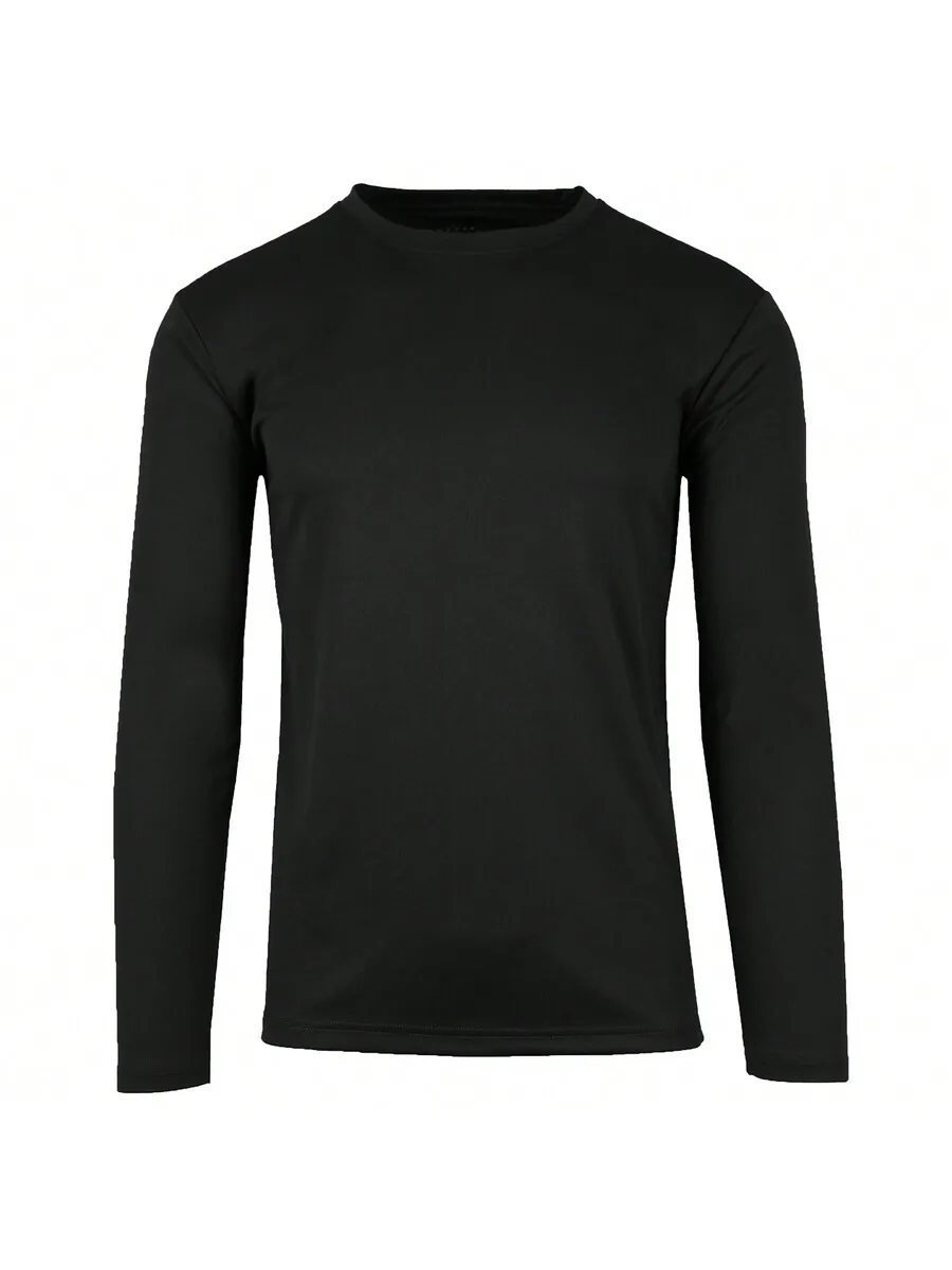 

5-Pack Mens Moisture Wicking Long Sleeve Crew Neck Tee Regular Fit 100% Polyester
