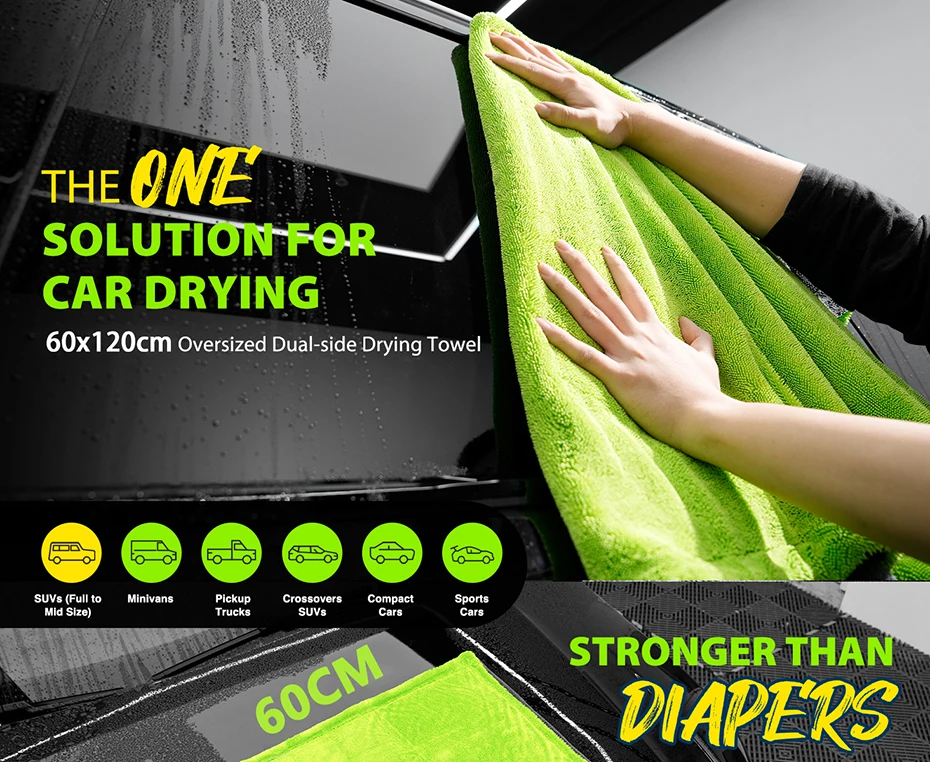 1400GSM Ultra-Dickes Trockentuch für Auto/Motorrad Übergroßes 60x120cm Reinigungstuch Weiches Hochabsorbierendes Auto-Detailing-Handtuch – Detail 5
