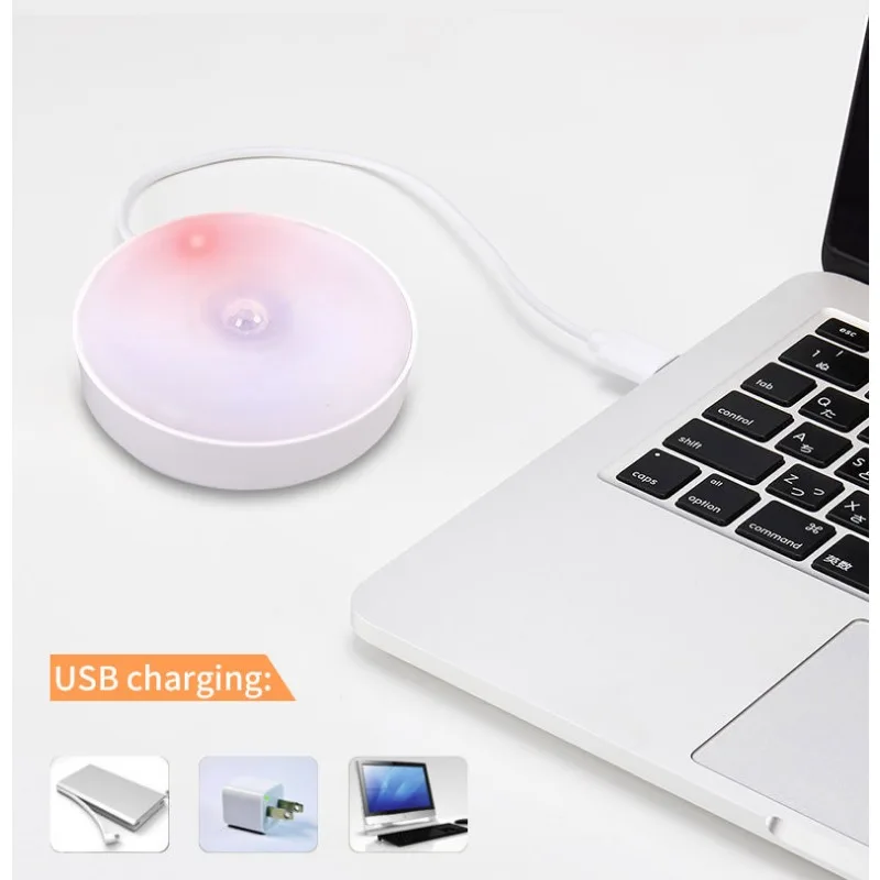 Motion Sensing LED Night Light, Carregamento USB, Iluminação do armário, quarto, escada, corredor