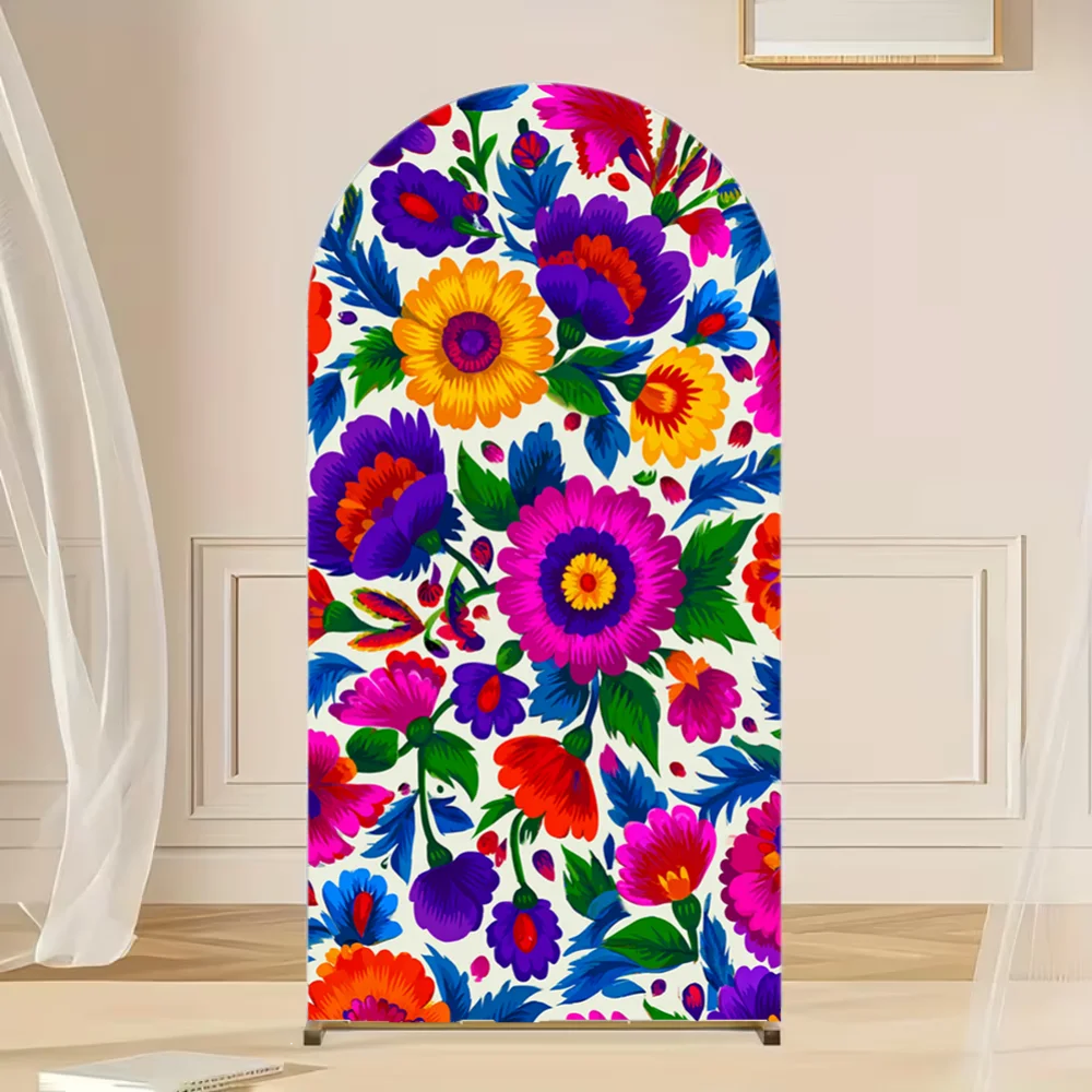 Mexican Fiesta Arch Backdrop Cover Cinco De Mayo Birthday Baby Shower Backdrop Arch Covers for Mexico Talavera Wedding Party