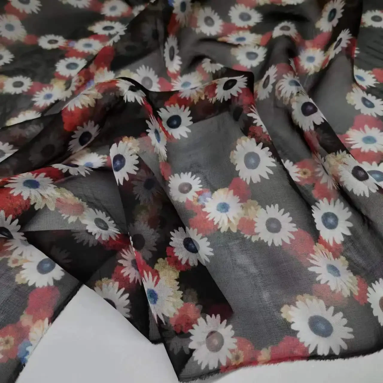 Soft Silk Chiffon Flower Dress 100% Suelo 136cm Width Scarf Shirt Hijab Sewing Material