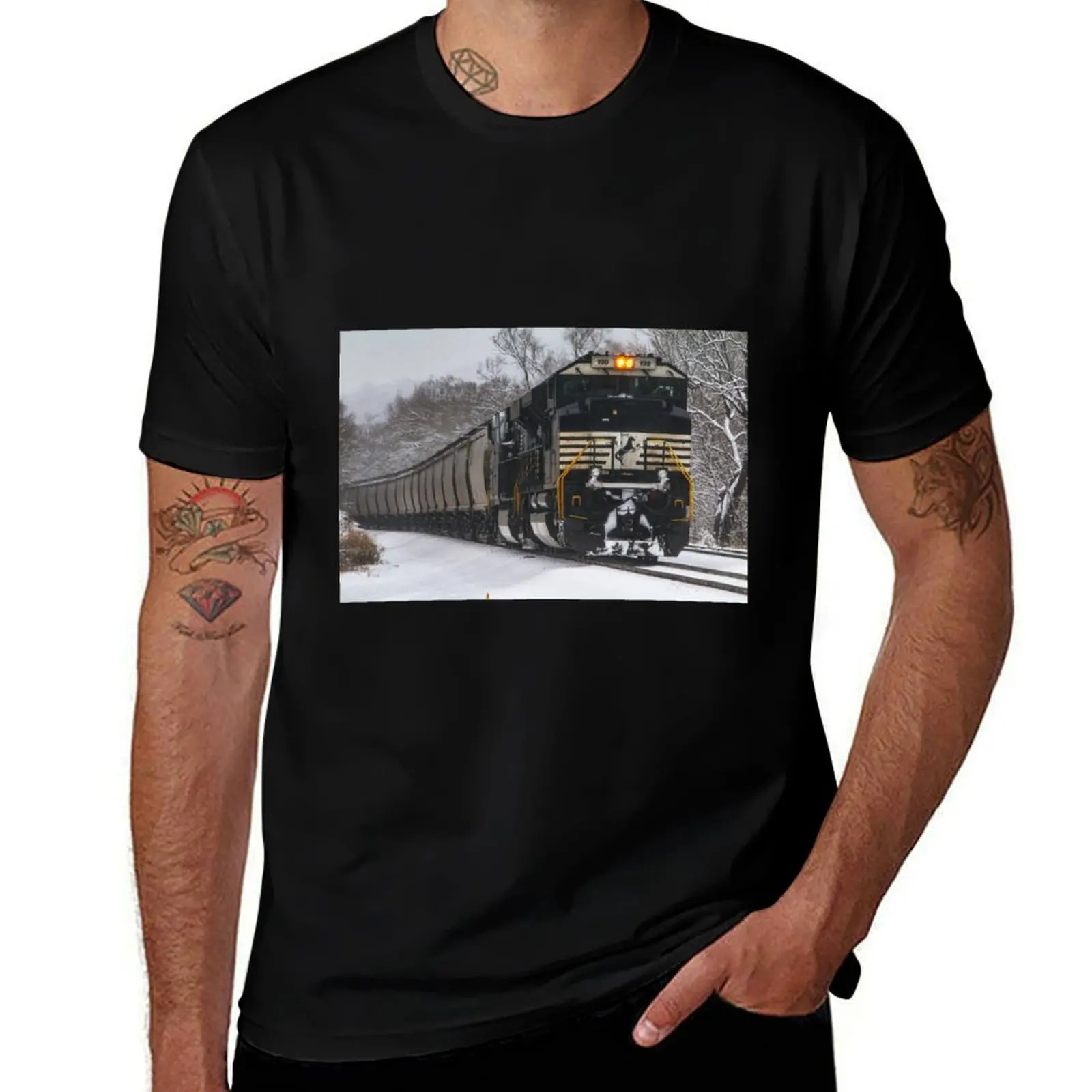 Norfolk Southern 1198 During a Snowstorm T-Shirt Comfort Stretch Tee Shirt T-Shirt