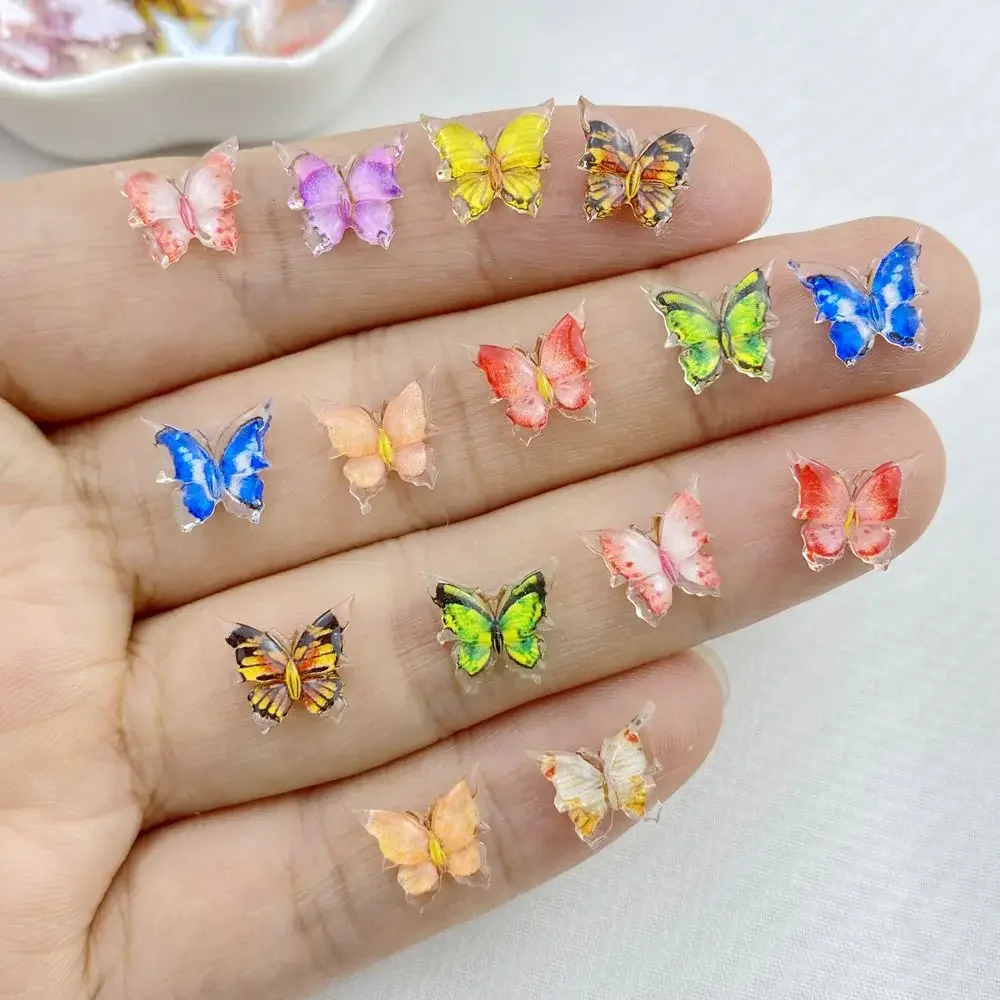 50Pcs Cute Resin Colorful cartoon mini Butterfly Flat Back F
