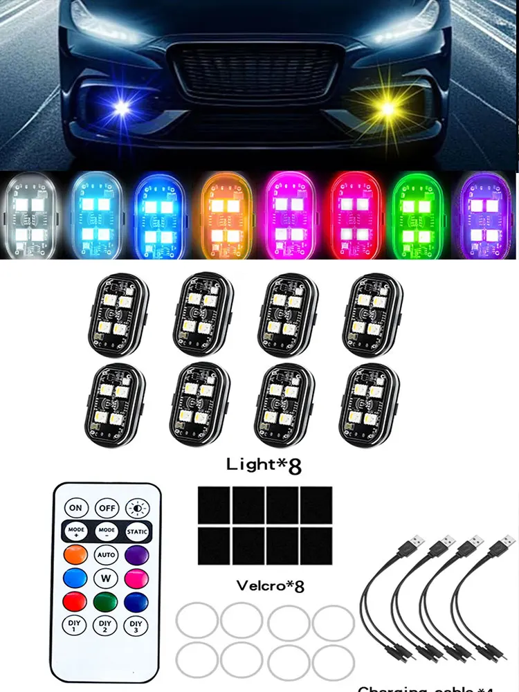 Lumières stroboscopiques Led RGB pour voiture et moto, Position de Flash sans fil, avion, hélicoptère, feux d'avertissement, accessoires