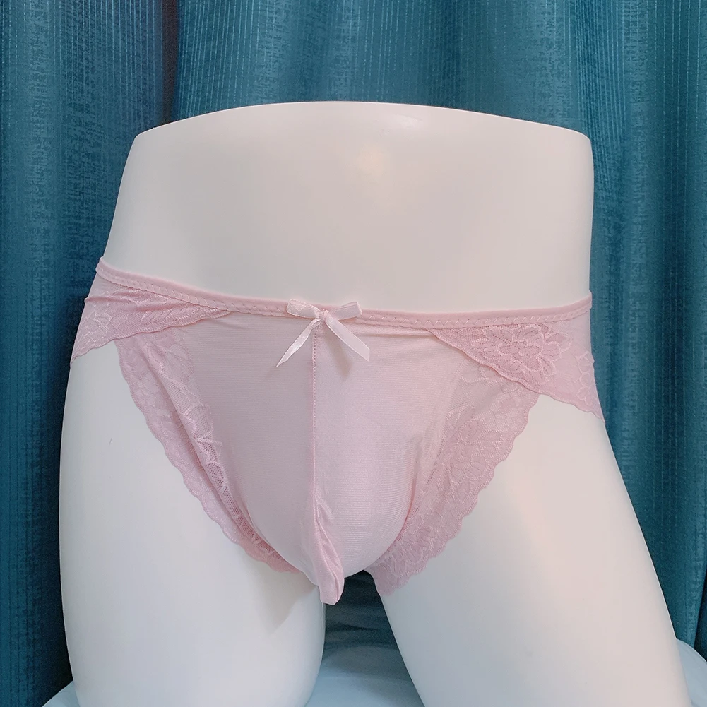 

Men Sexy Ultra Thin Lace Perspective Briefs Sissy Underpants Big Scrotum Pouch Panties See-Through Underwear Erotic Lingerie