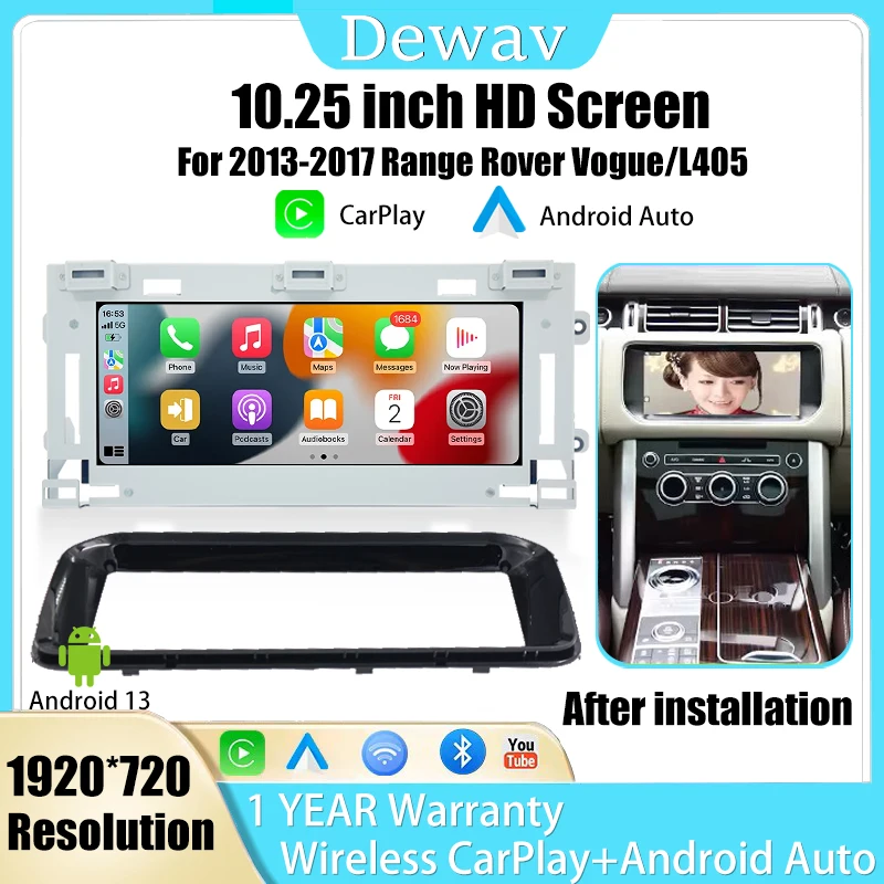 10.25 inch Android13 For 2013-2017 Range Rover Vogue L405 Multimedia Player Radio Carplay Auto Retains The Original Feature Menu