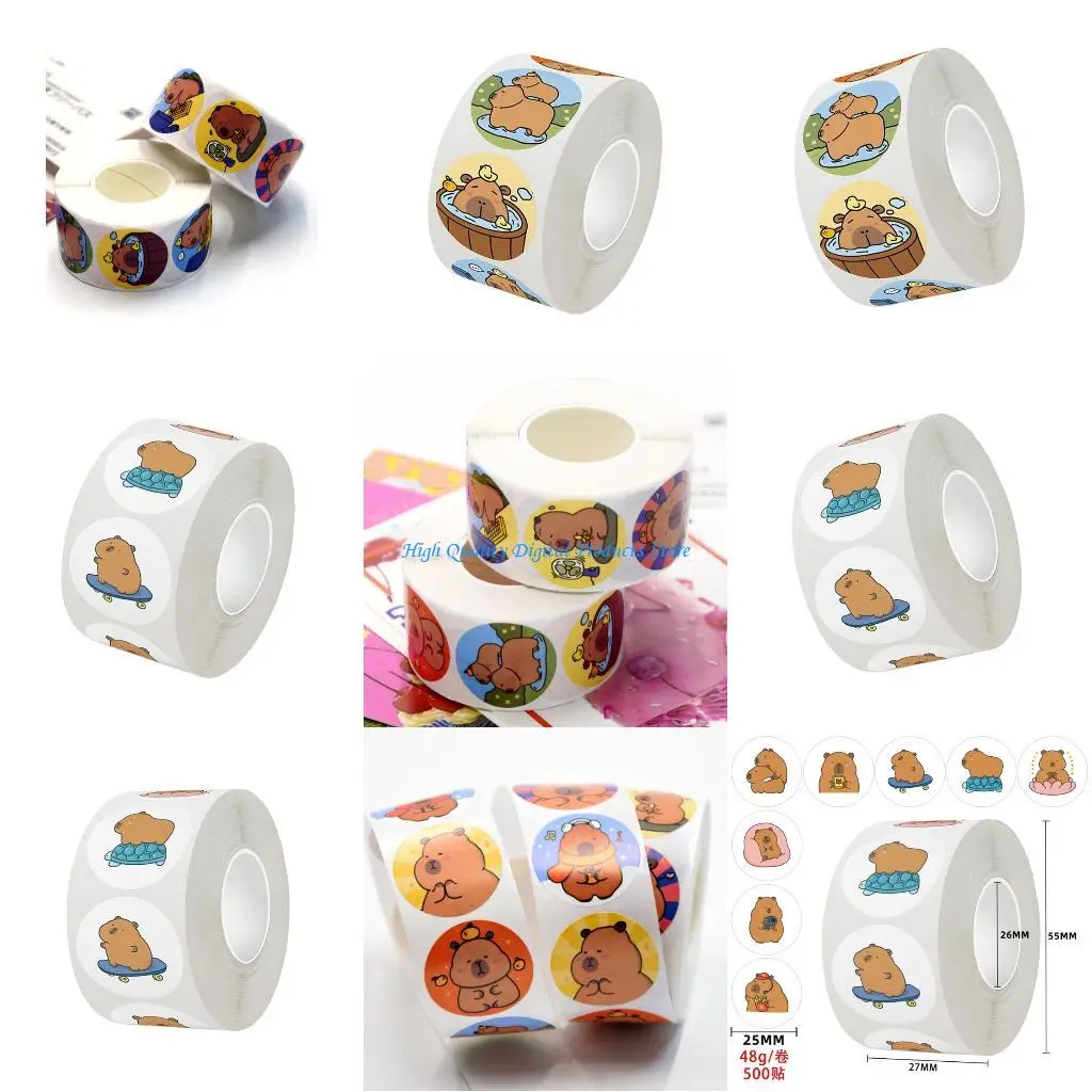 

U2JE 500Pcs Cartoon Animal Sticker 25mm Water Resistant Adhesive Sticker for Scrapbooking Laptop Journal Phone Covers Luggage