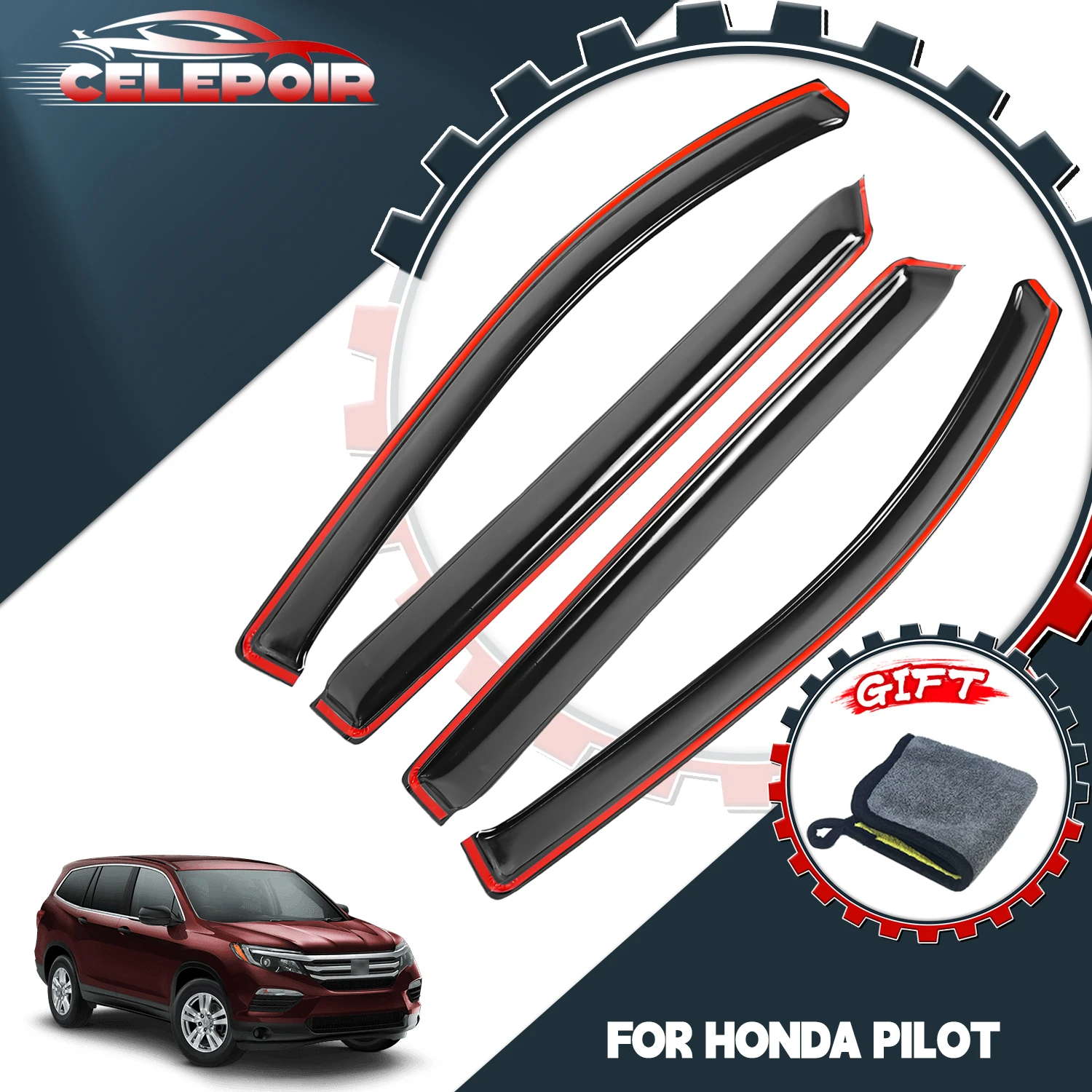 

Для Honda Pilot 2016-2022: Дефлекторы окон (ветровики) от дождя