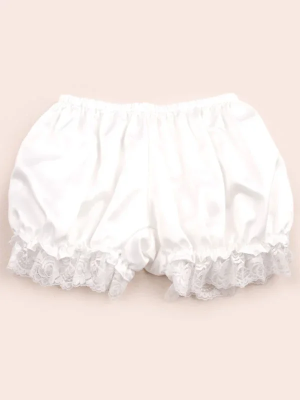 White Black Light Orange Lolita Bloomers Silk-like Lace Trim Lolita Leggings For Girl