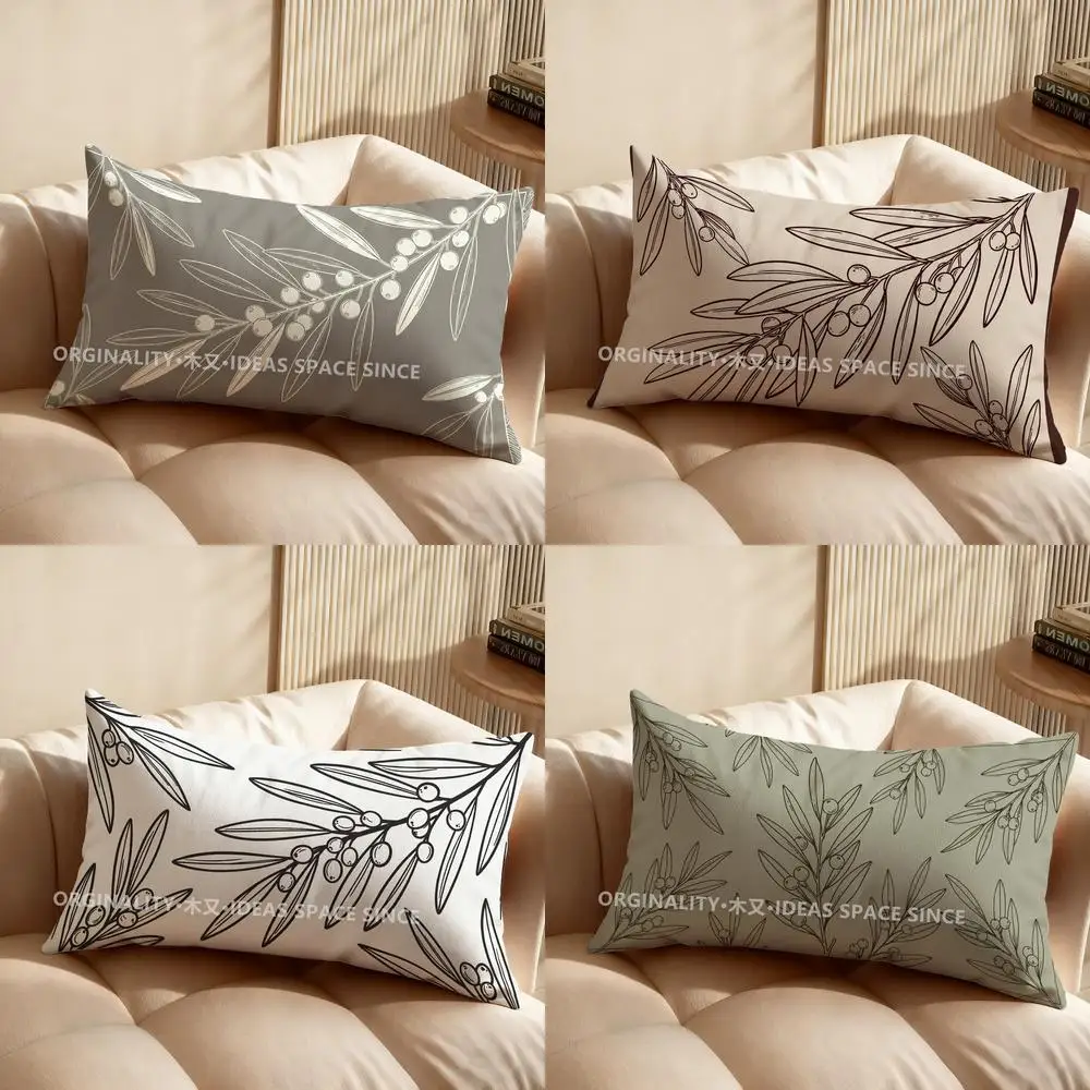 Olive Branch Pattern Pillowcase Suitable For Sofa Bedroom Car Pillow Cover Cushion Rectangular Back Cushion