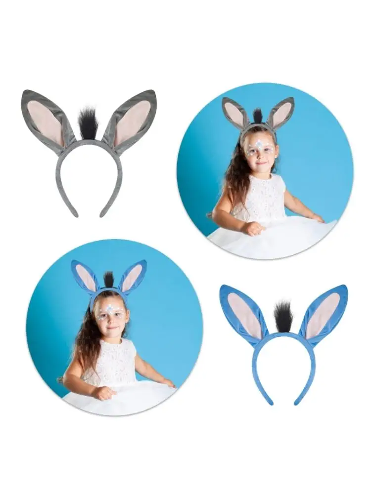 Dxae Donkey Eore Ear Band Nez avec dents Tail Bowtie Jupe Costume Animal Accessoires pour Kid Halloween Birthday Cosplay