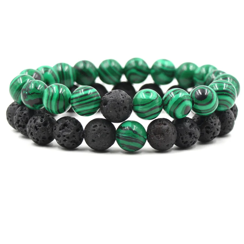 

10pcs 10mm Malachite Black Lava Stone Bead DIY Aromatherapy Essential Oil Diffuser Bracelet Couples Distance Best Friend Jewelry