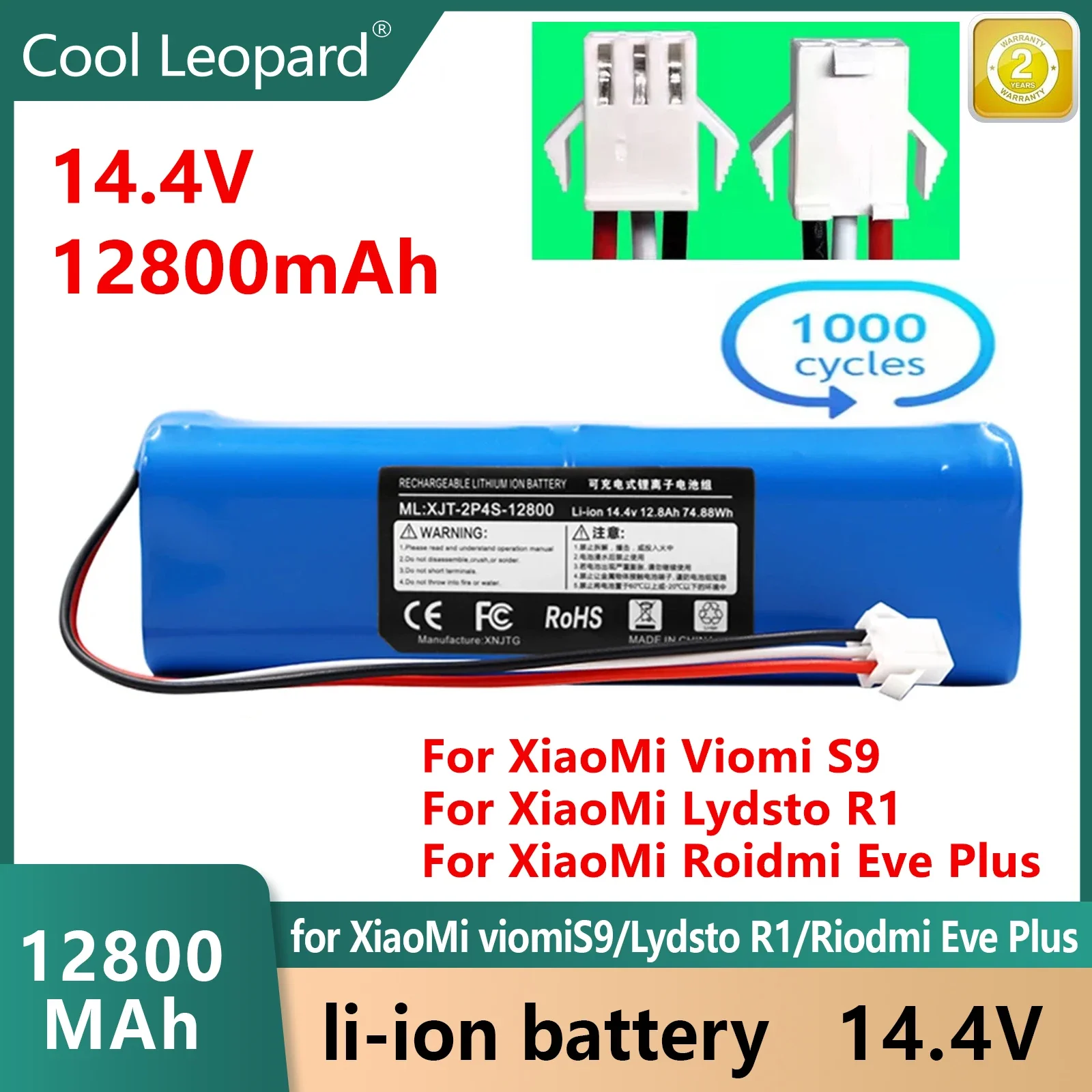 

14.4V Original 12800mAh For XiaoMi Lydsto R1 Rechargeable Li-ion Battery Robot Vacuum Cleaner R1 Battery Pack Accessories Parts