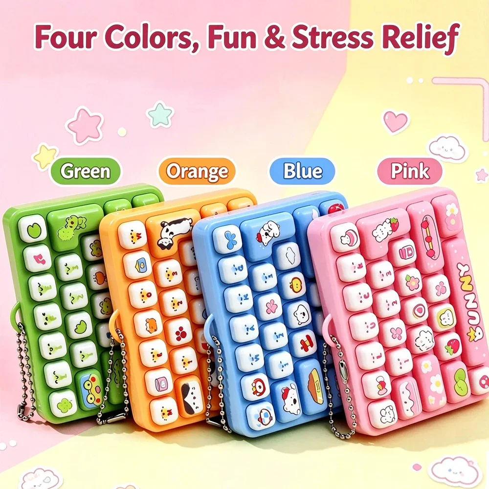 @Hot Mini 26-key Key Caps Clicker Keychain Mini 26-piece Set Keycap Clicker Anti-stress Keyboard Keyrings for Bag Charms 키캡 키링