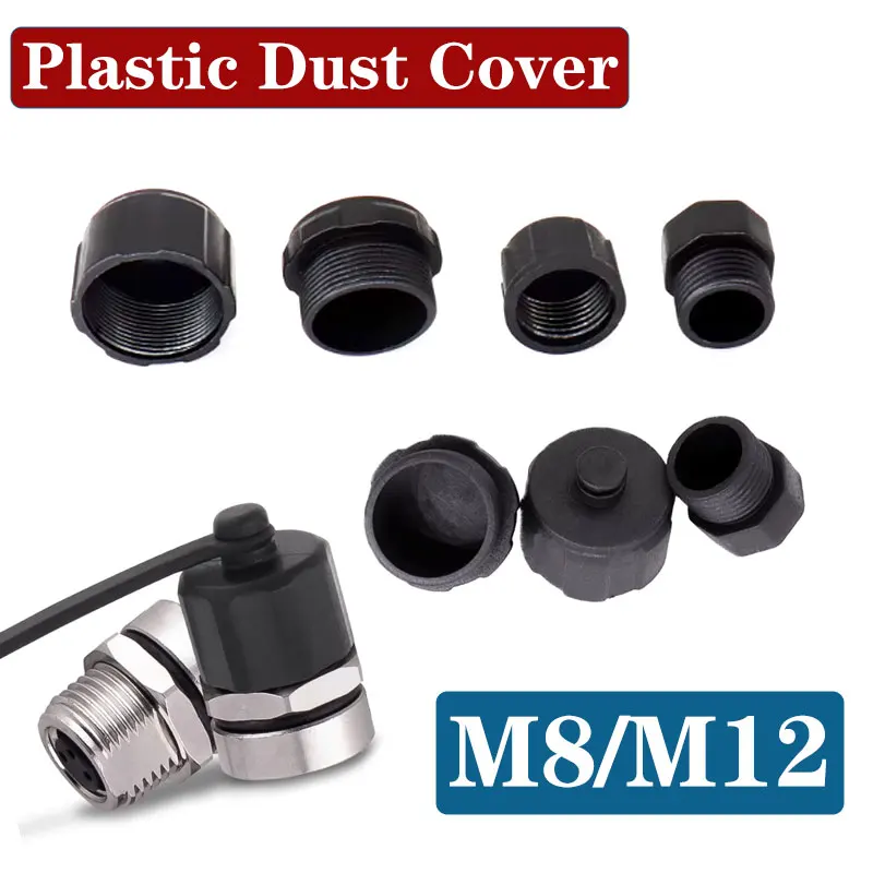 10pcs M12/M8 Dust Cover for Aviation Plug Special Male and Female Cap Internal Thread/External Thread Connector Cover with Rope