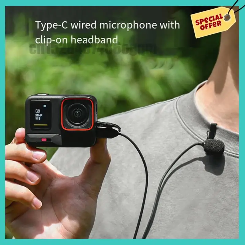 -ABJZ Condenser Lavalier Microphone For Insta360 Ace/Ace Pro/Ace Pro 2 Collar Clip Microphone