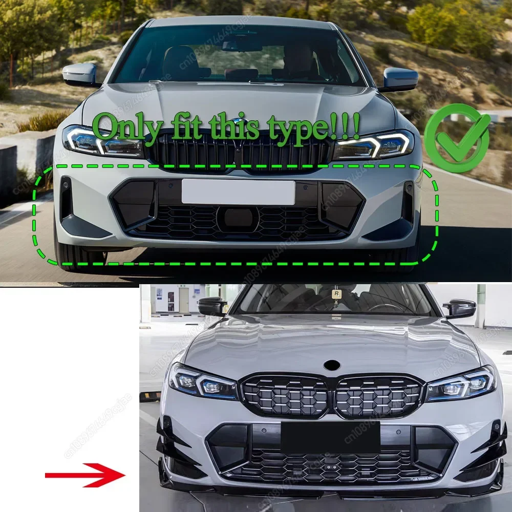 

Передний сплиттер-накладка на бампер для BMW 3 серии G20 G21 M-Sport 320i 325i 330i 320d M340i LCI 2022-2025+ (элемент обвеса, спойлер, диффузор)