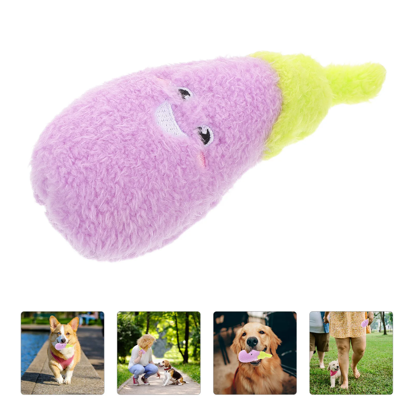 

Eggplant Pet Squeaky Sound Interactive Playing Training for Puppies Cats Dogs Cat Carrot