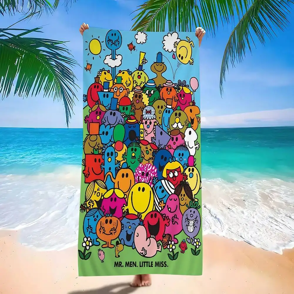 Children Book M-Mr Men L-Little Miss Beach Towel Colorful Bath Towels for Girl Microfiber Quick Dry Sand Free Beach Yoga Spa Gym