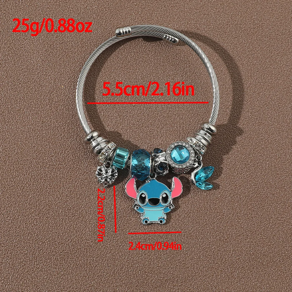 1PC New Product Disney Lucky Series Cute Q Meng Stitch Stitch Love Pendant DIY Beaded Versatile Bracelet