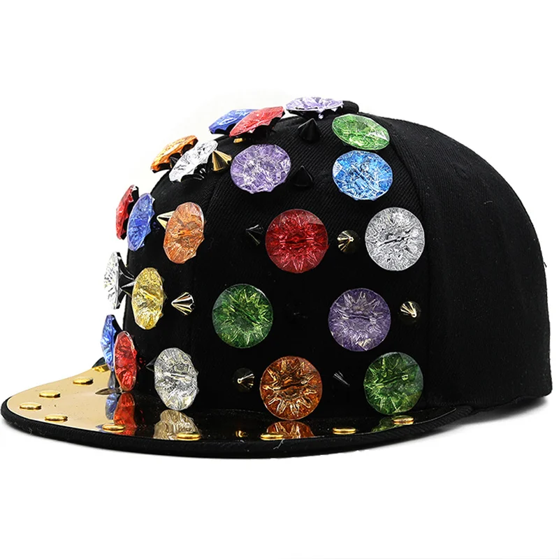 25 style luxury rivet Men Women baseball caps flat brim outdoor hats girl boy bling Punk snapback cap Jazz Rock cool hip hop cap