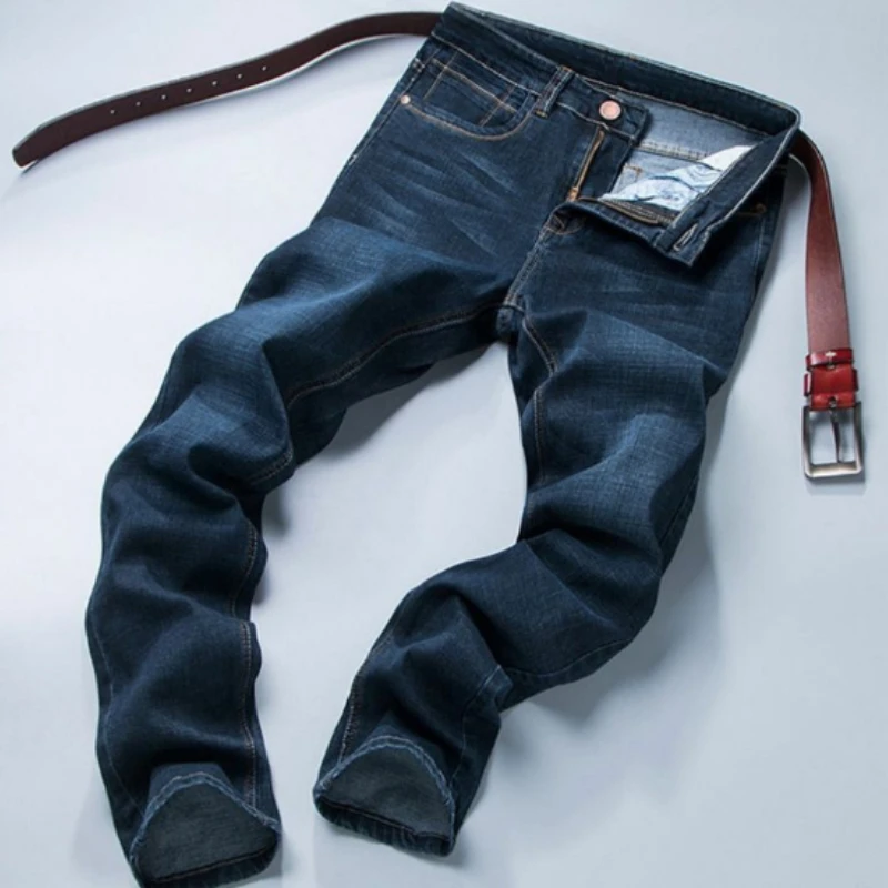 Men's Loose Straight Work Jeans Stretchy Durable Grey Cargo Pants New Casual Wear Resistant Trousers