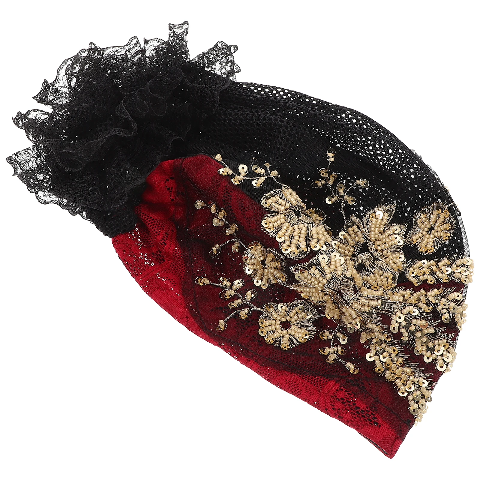 

Ethnic Style Hat for Women Beanie Large Flower Breathable Cloth Cover Gray Hair Women Flower Turban Hats Hair Wrap