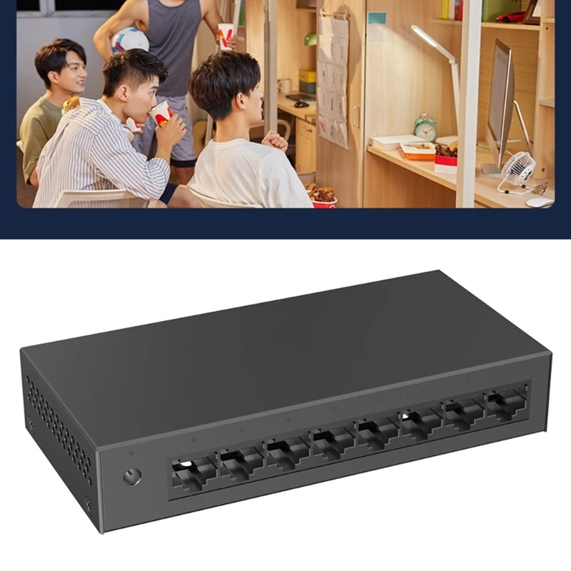 Fast Speed ​​8 Port Gigabit Networking Switches Metal Case Case Auto Technology Technology Technology
