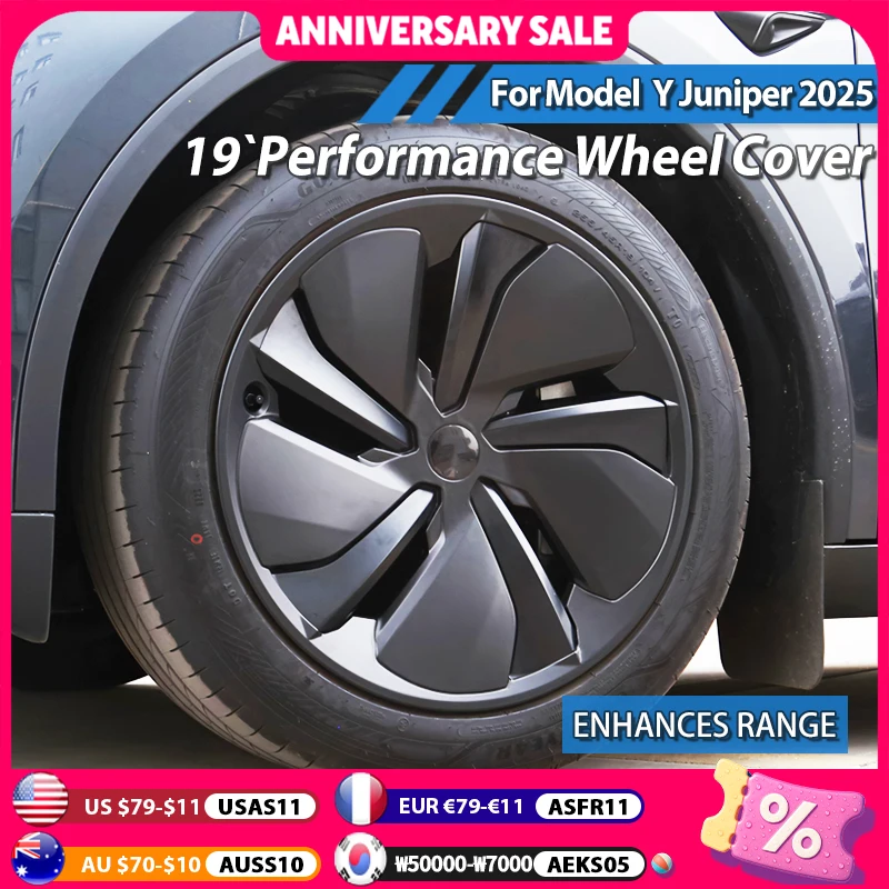 

4 шт. 19-дюймовые чехлы на колеса для Tesla Model Y Juniper, замена для 19-дюймовых колес с перекрестным потоком, крышка ступицы, полный обод, автомобильные аксессуары 2025