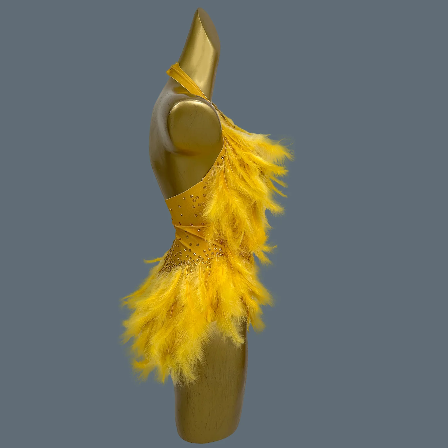 คลาสสิก Rhinestone Feather Spandex ชุดบอดี้สูทยืดหยุ่น Showgirl STAGE สวมใส่เซ็กซี่ชุดบอดี้สูท Catsuit Liusuyumao