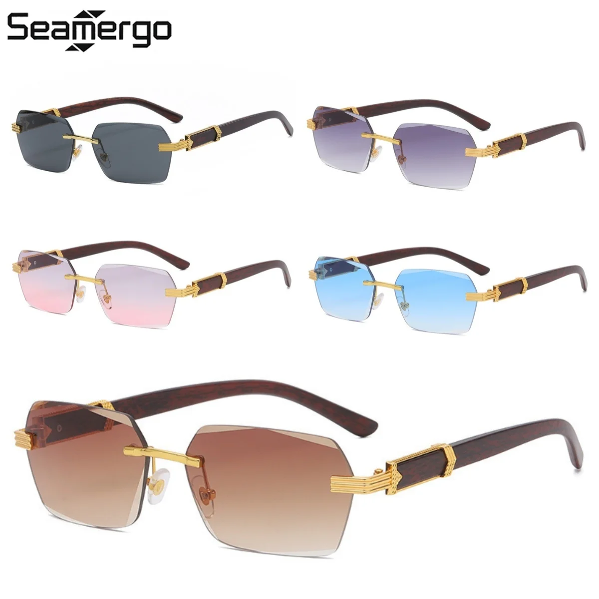 

SEAMERGO Men's Fashion New Style Personalized Sunglasses Irregular Square Fashion Sunglasses Unisex Sun Protection Eyewear