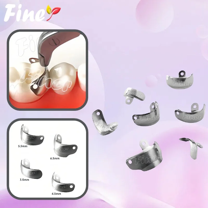 

Finer 100pcs/lot Dental Matrix Bands with Holes Sectional Contoured Matrix System Metal Matrices Matrix Strips Dentist Tool