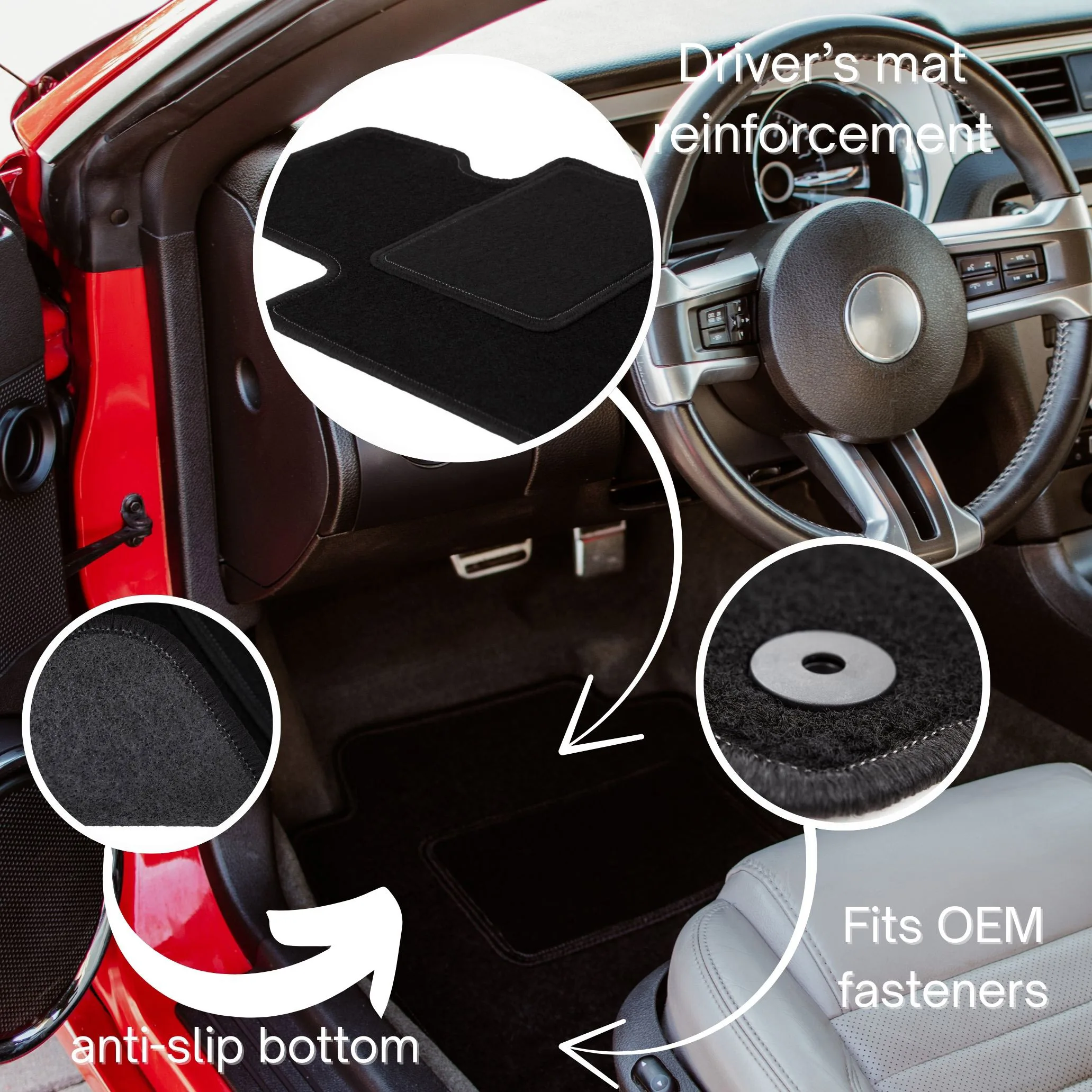 Картина 4: Автомобильные велюровые коврики передние для Alfa Romeo 159, седан, универсал, Sportwagon (2006-2011) -Черный (2 шт)