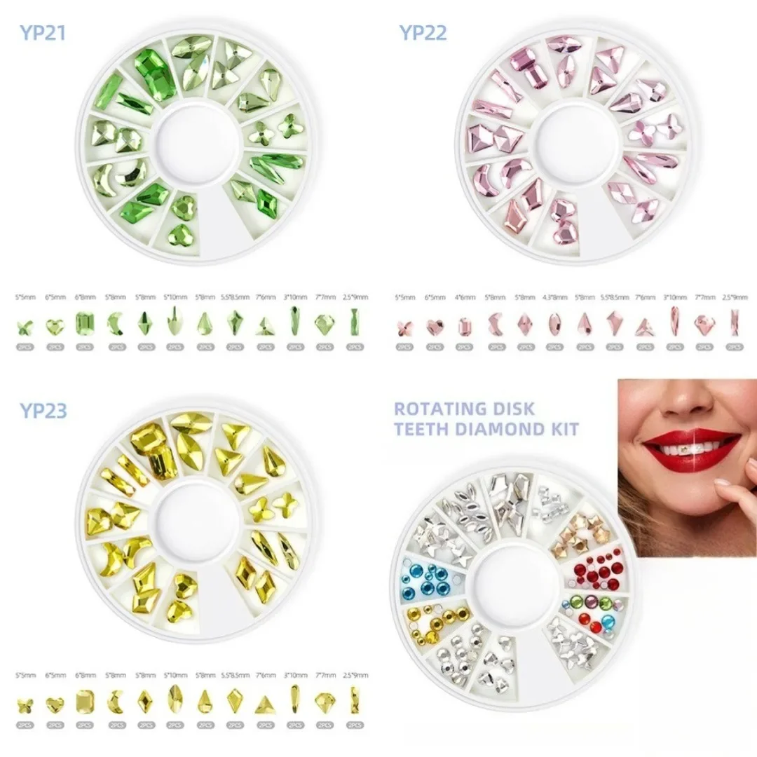 DIY Teeth Diamond Decoration Beautiful Teeth Diamond Crystal Jewelry Dental Beauty Gemstone Kit Sparkling Color Tooth Drill Set