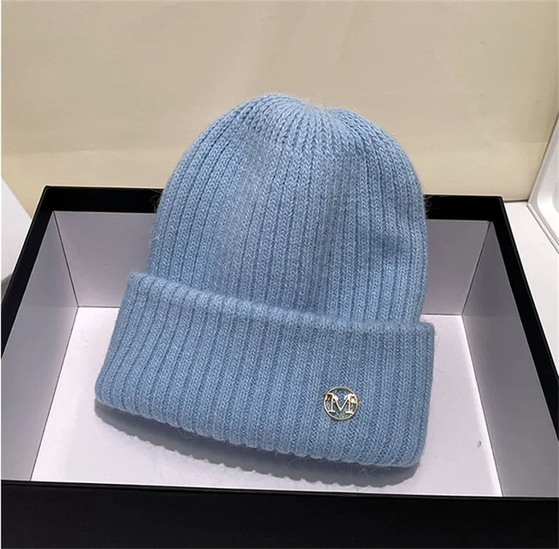 New Winter Hats For Women Wool Blended Knit Couple Cap Lady Thread Knitted Beanie Chapeau Warm Bonnet