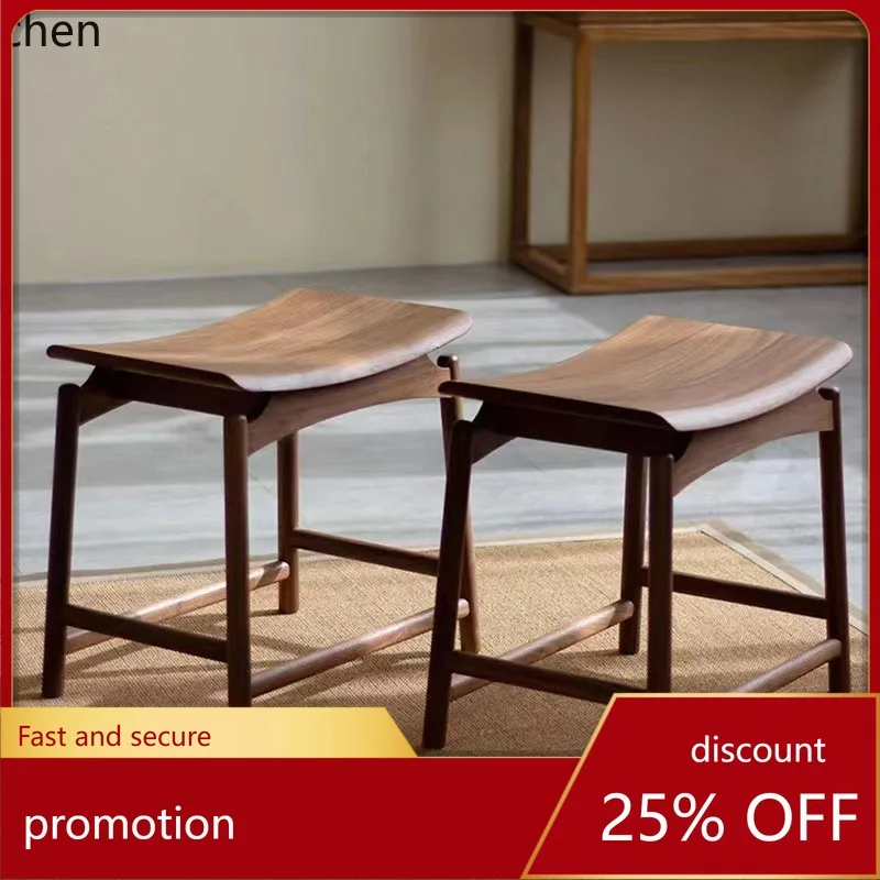 

HXL Solid Wood Square Shoe Changing Stool, Yuanbao Wood Saddle Bedroom Stool