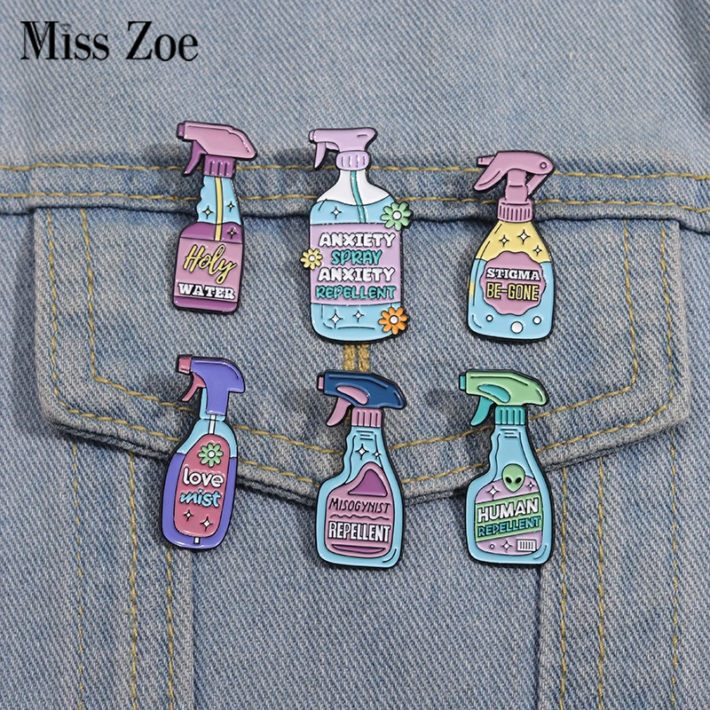 Detergent Enamel Pins Custom ANXIETY SPRAY ANXIETY REPELLENT Brooches Lapel Badges Funny Jewelry Gift for Friends