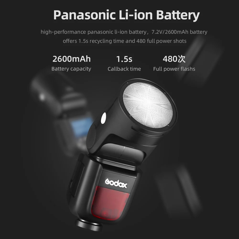 Godox V1 فلاش V1C V1N V1S V1F V1O V1P 2.4G TTL 1/8000s HSS بطارية ليثيوم Speedlite فلاش لكانون نيكون سوني فوجي بنتاكس