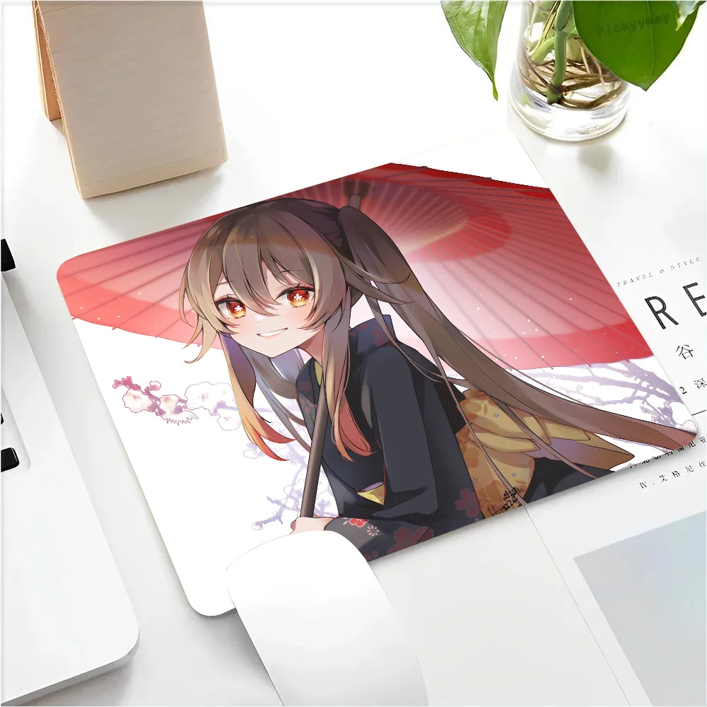 Hu Tao Genshin Impact Mousepad Small LockEdge Mouse Pad For Gamers Computer Desk Pad Rectangular Anti-slip Rubber