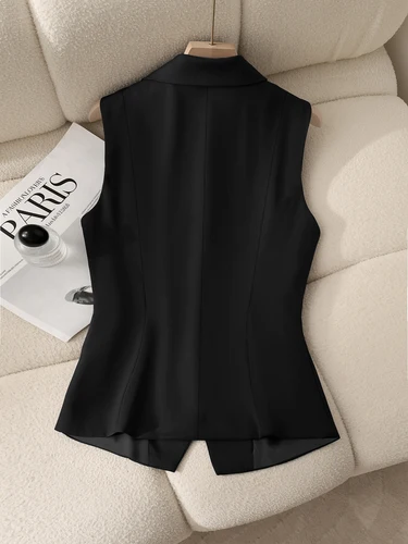 Imagen 2 del producto Chaleco de traje para mujer, chaleco Formal, chaqueta sin mangas ajustada para oficina, trabajo de negocios, traje profesional, Top elegante