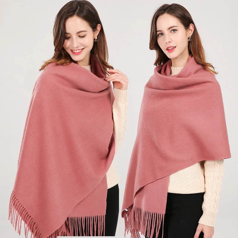 

Новый женский зимний шарф из 100% шерсти 2026 года, толстый и теплый, люксовый бренд, высококачественная модная кашемировая пашмина-шаль