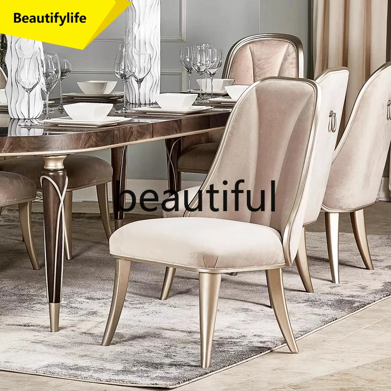 07A Light luxury solid wood dining chair high-end soft bag back chair fashion book chair