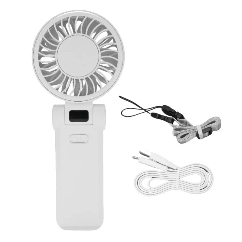 

Портативный ручной вентилятор со шнурком, 5-скоростной регулируемый тихий цифровой дисплей, складной персональный вентилятор для занятий спортом на открытом воздухе