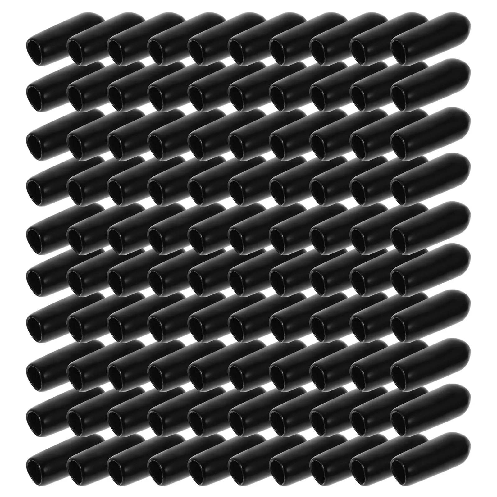 

100 Pcs Headbands End Caps with Hat Rubber Tip Black Mini for Woman Accessories Hair