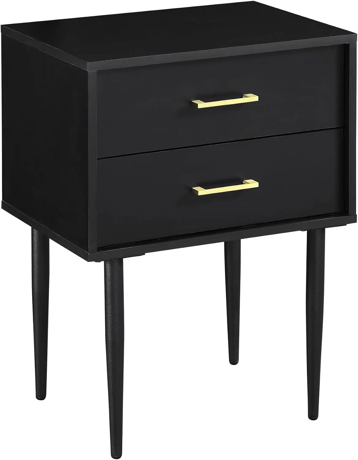 

Walker Edison Olivia Modern 2-Drawer Rectangle Nightstand Bedroom Side End Accent Table, 20 Inch, Black