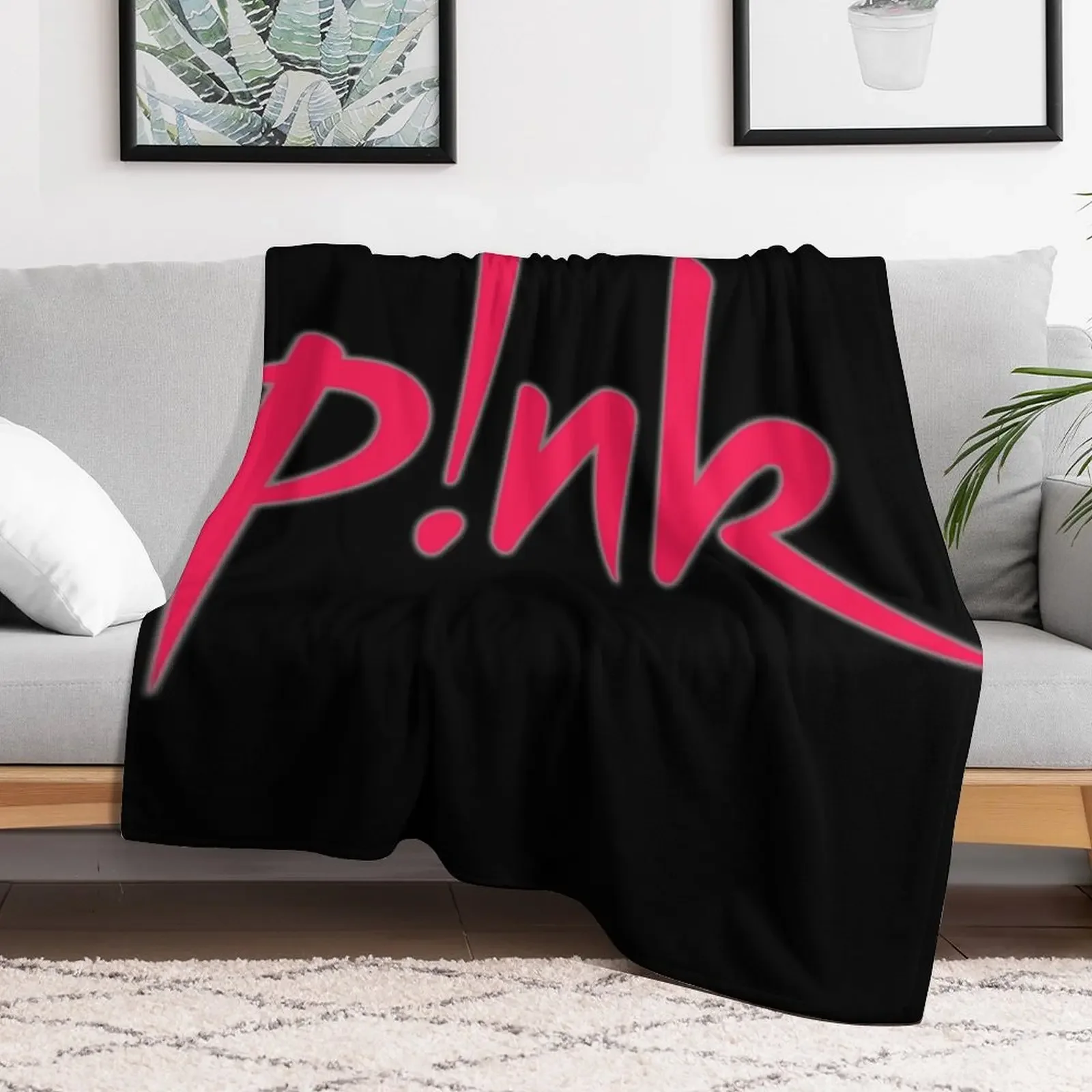 lettering coloured in black P!nk,pink Throw Blanket warm winter valentine gift ideas Multi-Purpose Blankets