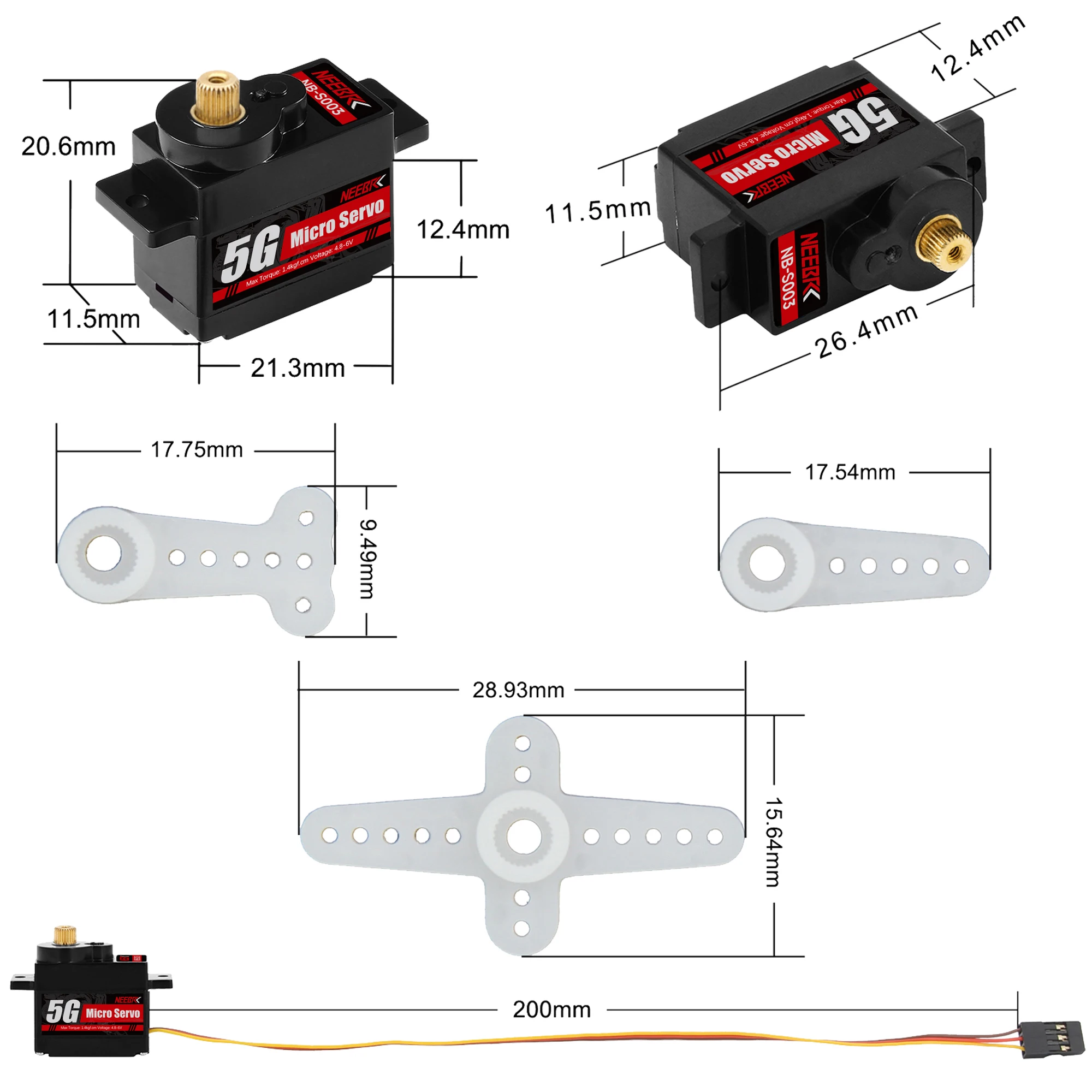 NEEBRC-impermeável Mini Digital Metal Gear, Coreless Servo Motor, RC Car, WLtoys, K989, K969, barco, Asa fixa, robô, helicóptero, 5g