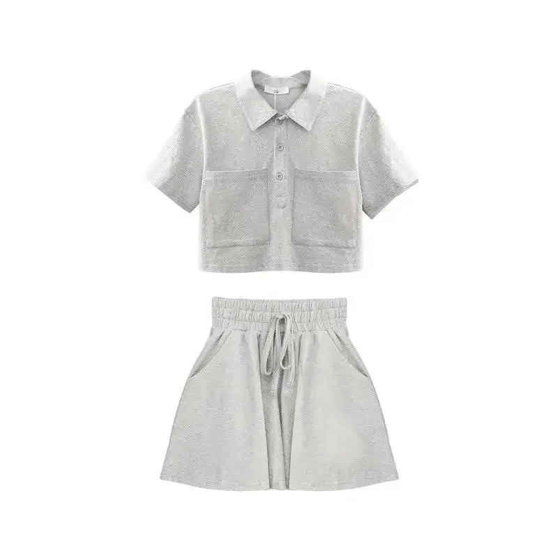 Sommer Mädchen Kleidung Anzug Kurzarm Shorts 2 Stück Set College-Stil Uniform Kinder kleidung Baby Trainings anzüge 12 13 Jahre